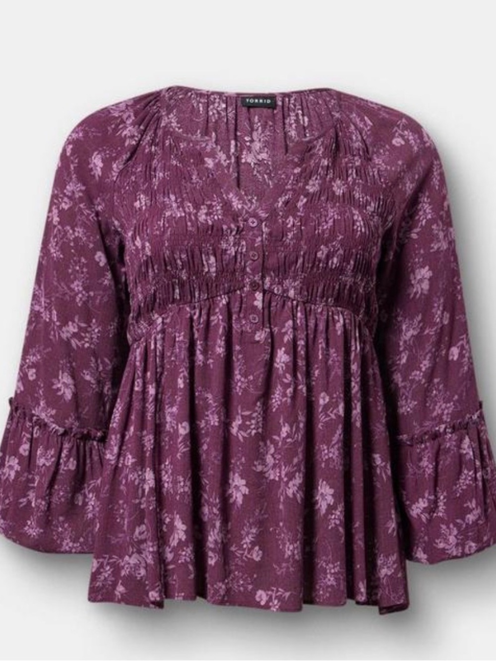 torrid plum floral peasant top whimsy goth blouse 2x
